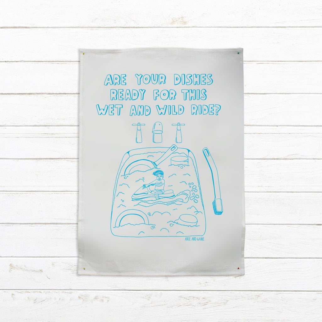 Kitchen Towels Tea Towel - Are Your Dishes Ready For This Wet And Wild Ride