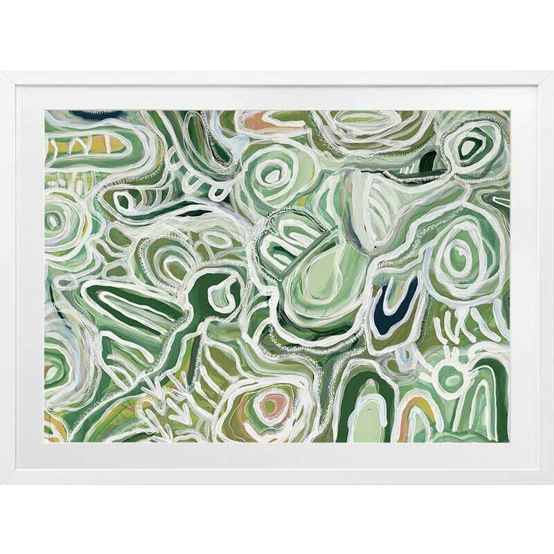 Posters, Prints, & Visual Artwork 55x70cm / Landscape-Mat Board / White Frame Message Sticks Green Framed Art Print
