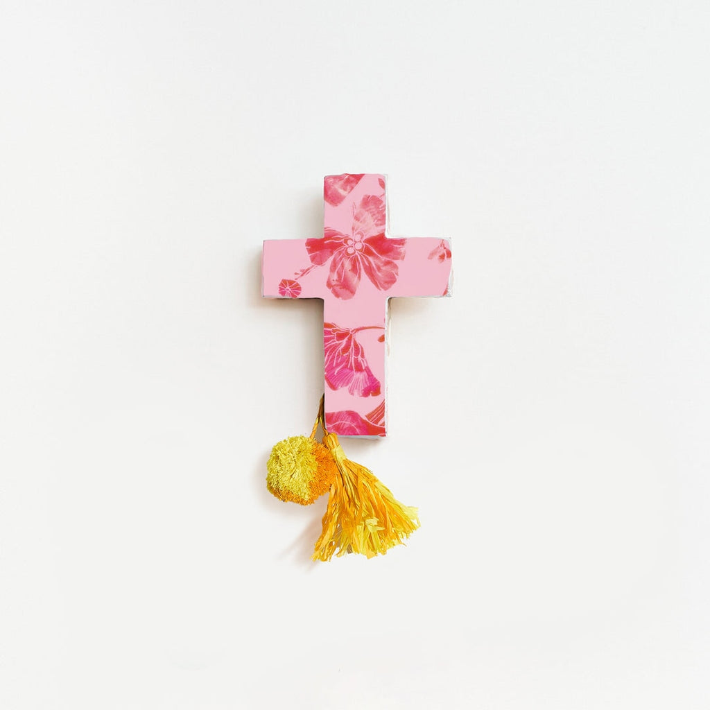 Posters, Prints, & Visual Artwork Jungle Flower Mini Cross (Pink)
