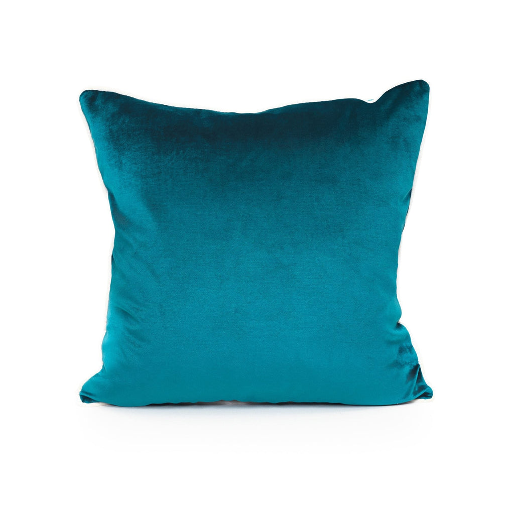 Throw Pillows Soho Velvet Cushion – Peacock - White Piping 50X50CM