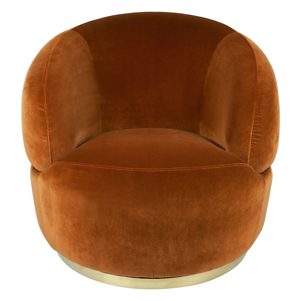 Accent or Occasional Chairs Clara Swivel Occasional Chair Caramel Velvet