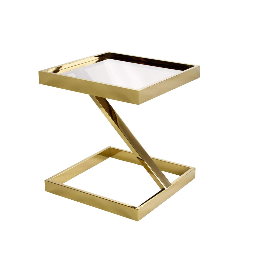 Accent Tables Manhattan Gold Side Table Clear Glass