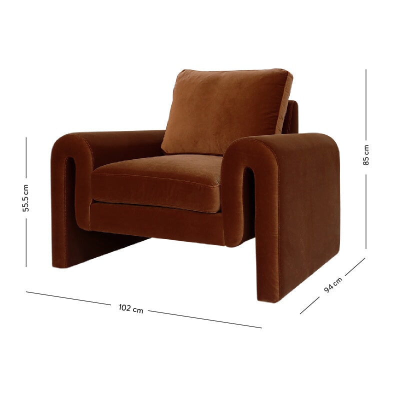 Arm Chairs, Recliners & Sleeper Chairs Kole Chair - Velvet Burnt Caramel