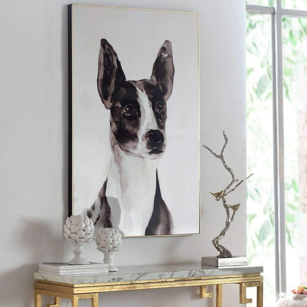 Artwork Terrier Wall Art Gloss Finish With Gold Metal Frame