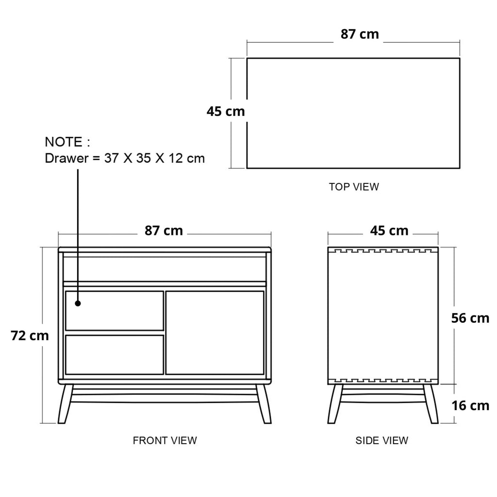 Buffets & Sideboards Twist Sideboard 1 Door 2 Drawers - Teak