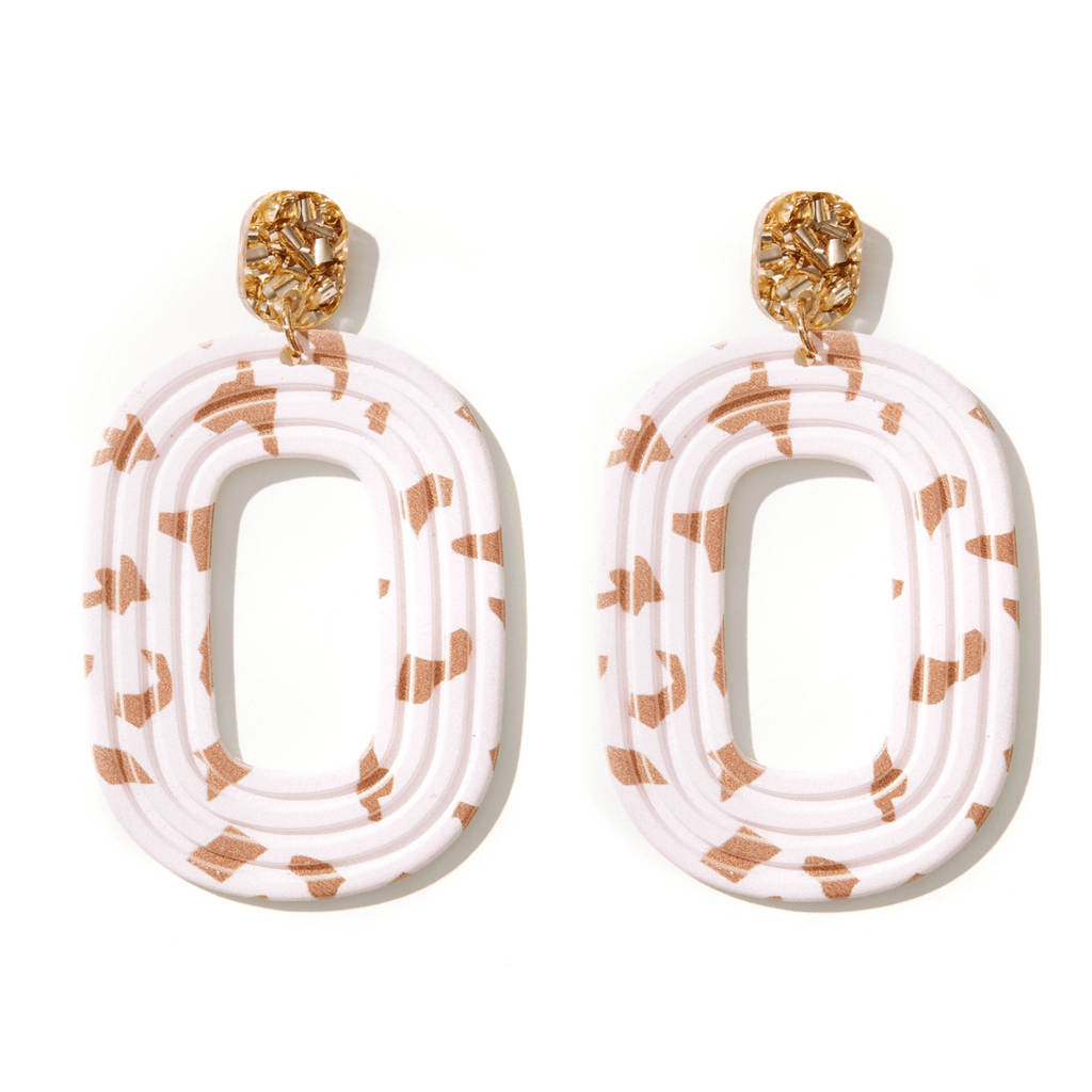 Charms & Pendants Dora Earrings - Gold + White Pattern