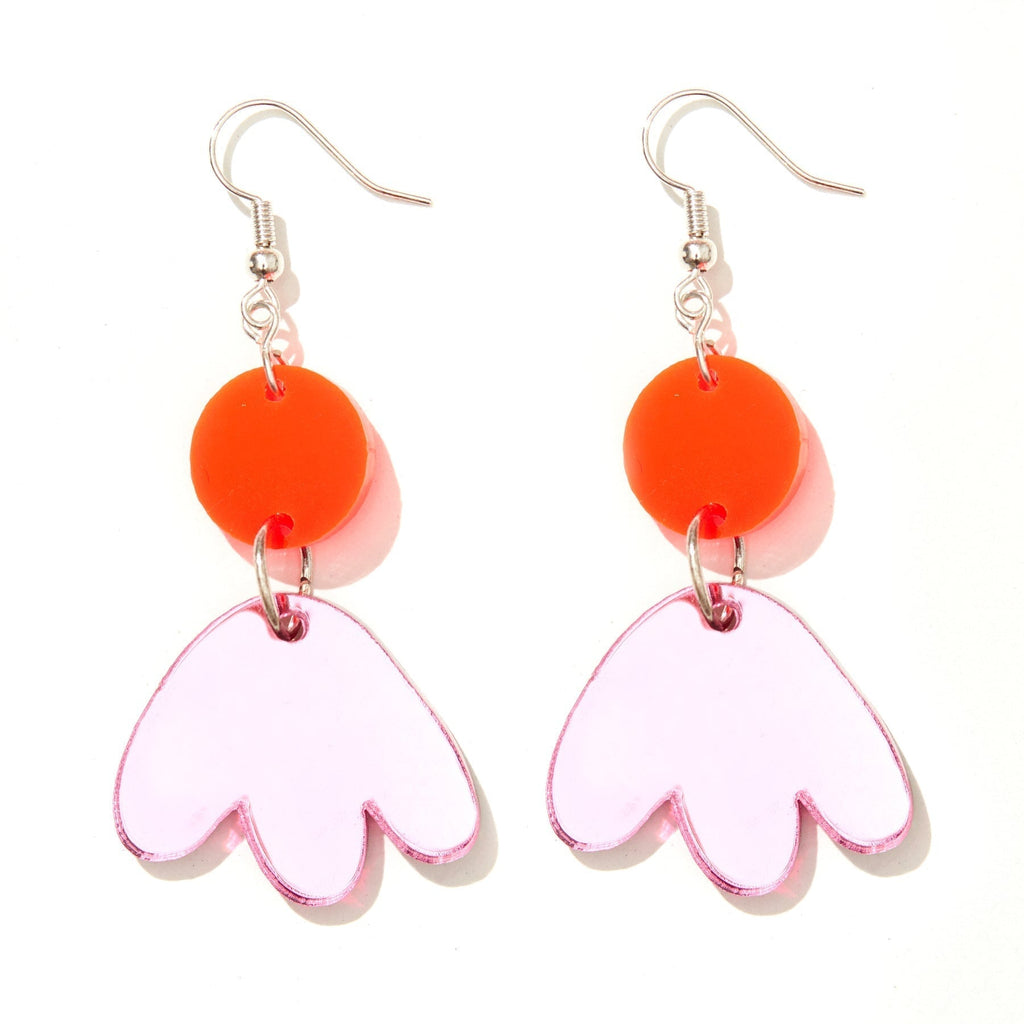 Charms & Pendants Scout Earrings - Neon Red With Pink Mirror