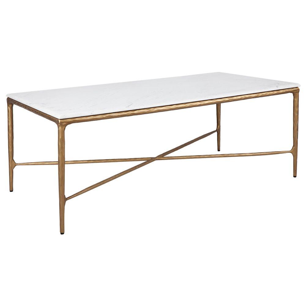 Coffee Tables Milton Rectangle Marble Coffee Table Brass