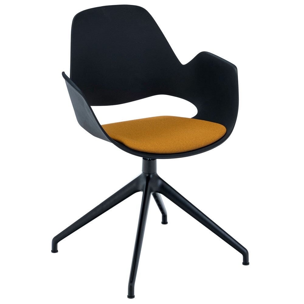Falk Chair With Armrests & Swivel Base by Houe (Black & Dark Yellow)