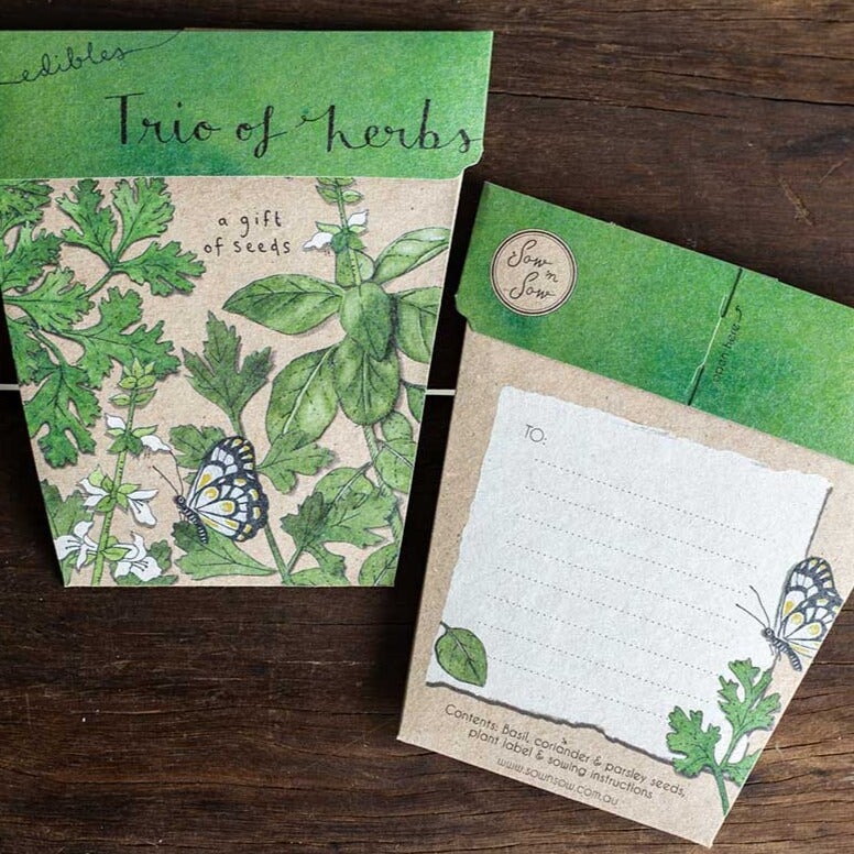 Greeting & Note Cards Trio of Herbs Gift of Seeds