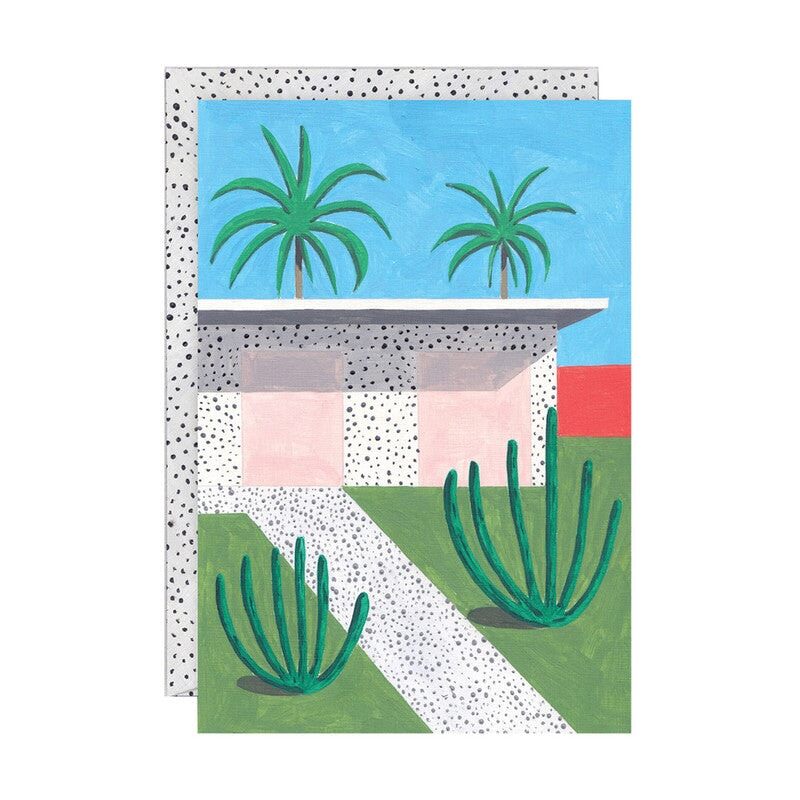 Greeting & Note Cards Wrap Ana Popescu Collection Single Art Card House & Palms