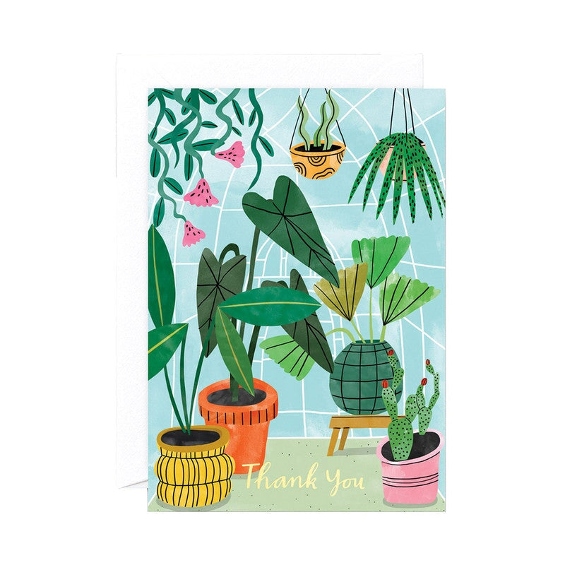 Greeting & Note Cards Wrap Bodil Jane Collection Single Card With Foil Thank You Greenhouse
