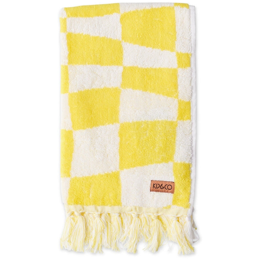 Hand Towels Checkerboard Yellow Terry Hand Towel