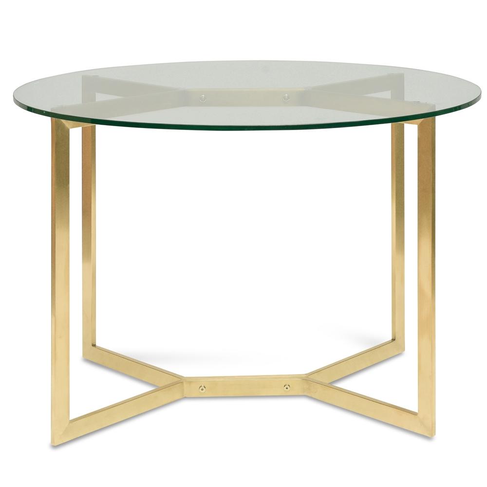 Kitchen & Dining Room Tables Garrick 1.2M Round Glass Dining Table Gold Base