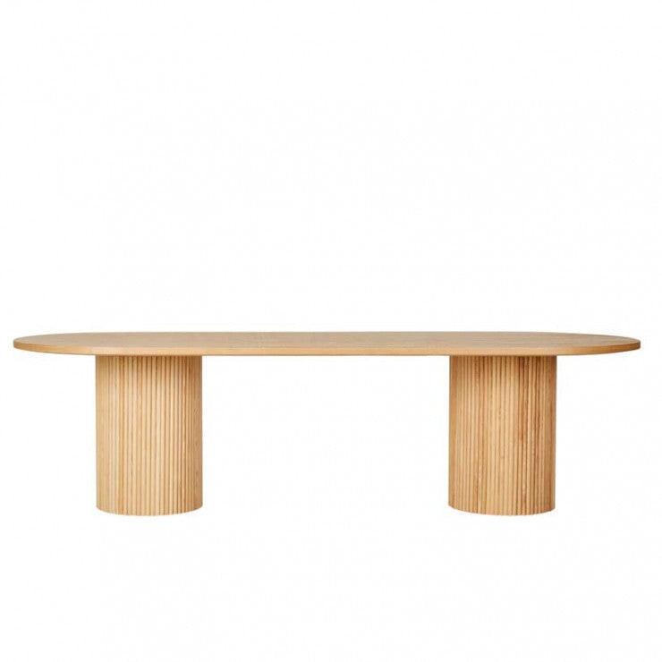 Kitchen & Dining Room Tables Natural Ash / 280X110X76CM Benjamin Ripple Oval Dining Table