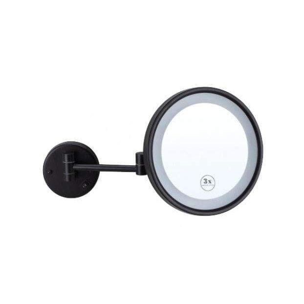 3X Black Magnifying Round Mirror With Light--VAVOOM