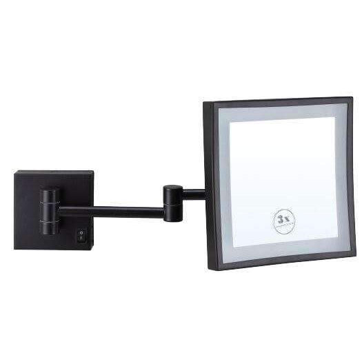 3X Black Magnifying Square Mirror With Light--VAVOOM