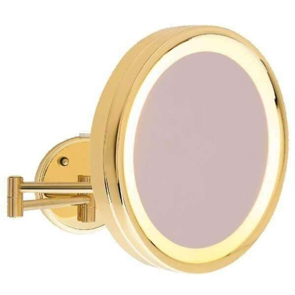 3X Gold Round Magnifying Mirror With Light--VAVOOM