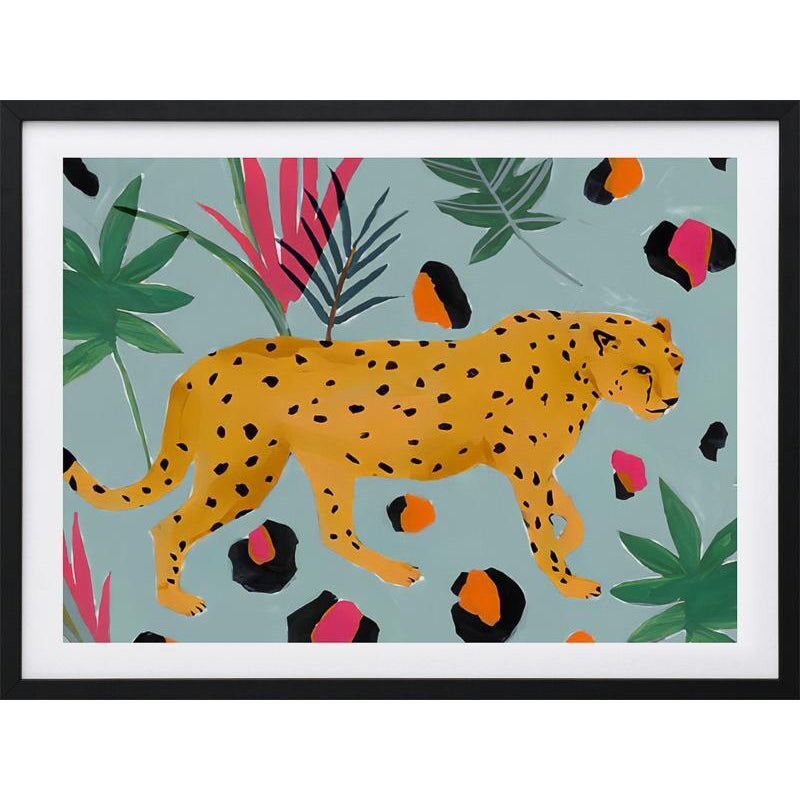 Posters, Prints, & Visual Artwork Black Walking Cheetah Framed Art Print