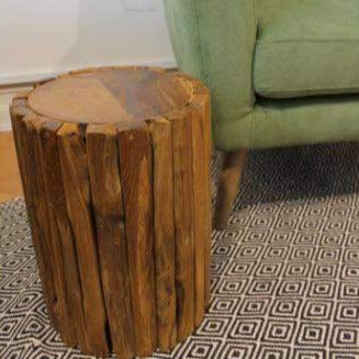 Shop By Room Driftwood Drum Accent Stool