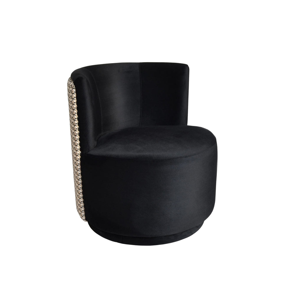 Accent & Occasional Chairs Petit Swivel Chair – Black Gold Tweed