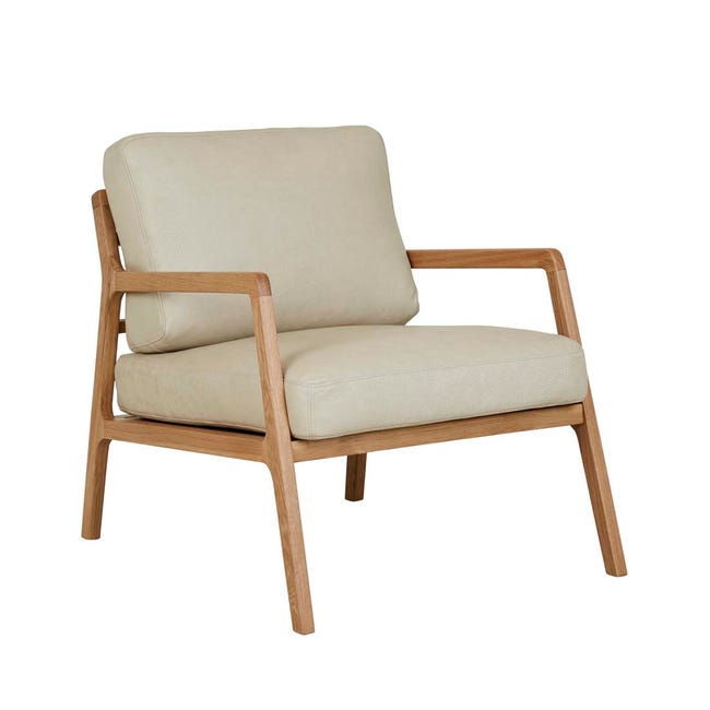 Accent or Occasional Chairs Limestone Leather - Light Oak Tolv Nysse Occasional Chair