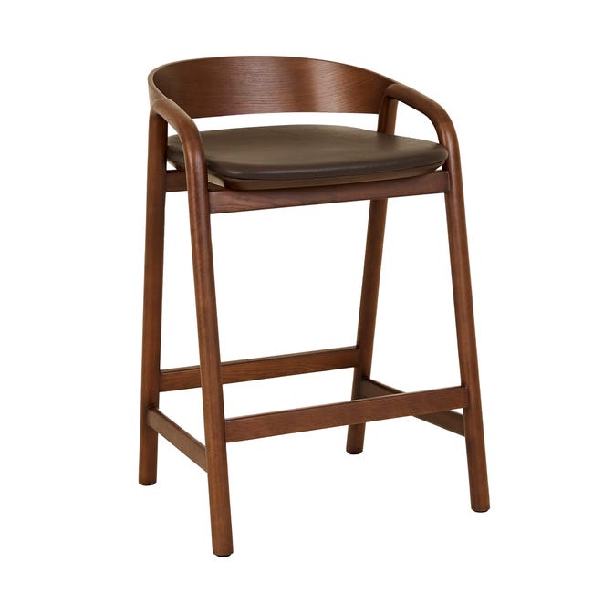 Bar Stools Cigar Leather - Smoked Oak Tolv Inlay Upholstered Barstool