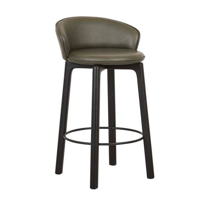 Bar Stools Kale Leather - Black Onyx Tolv Glide Barstool