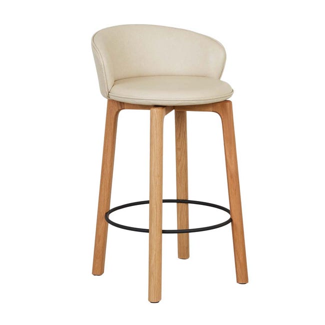 Bar Stools Limestone Leather - Light Oak Tolv Glide Barstool