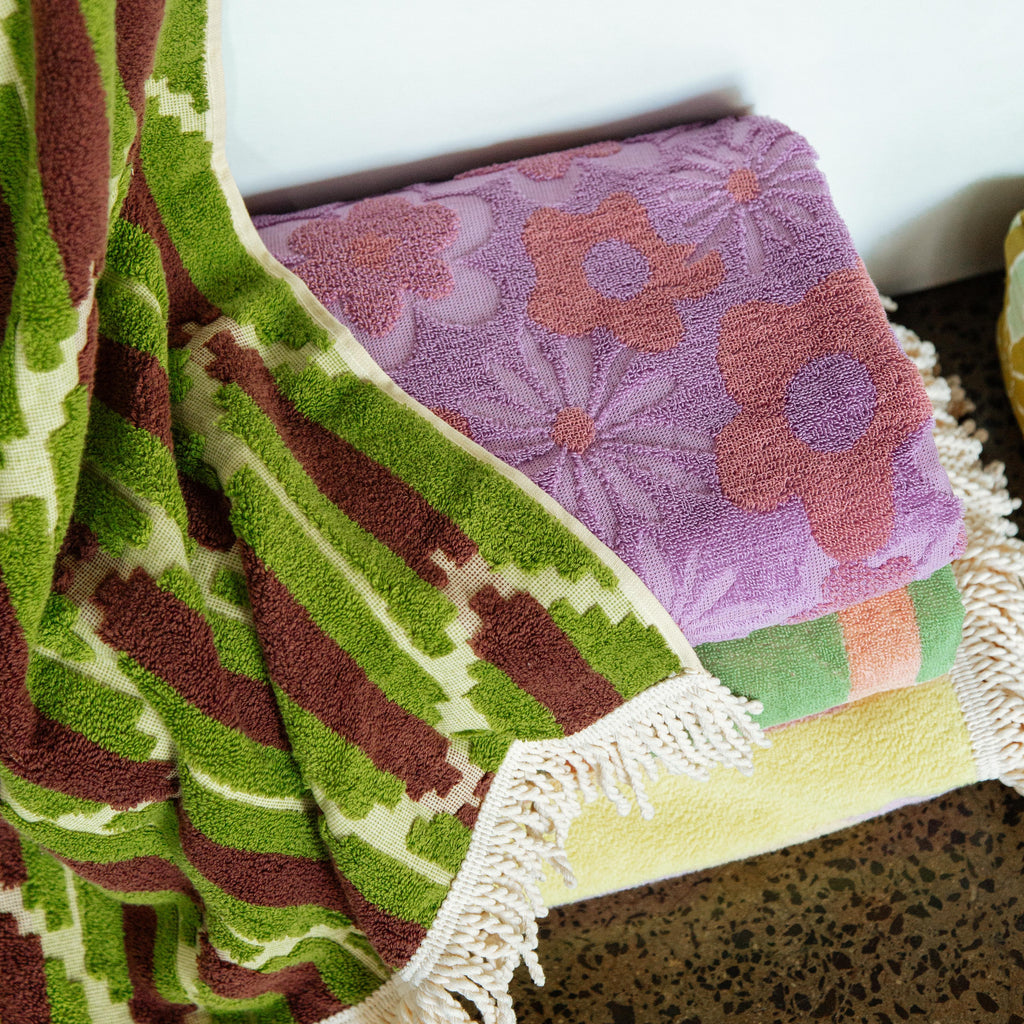 Bath Towels & Washcloths Peach Fleur Terry Bath Sheet / Beach Towel One Size