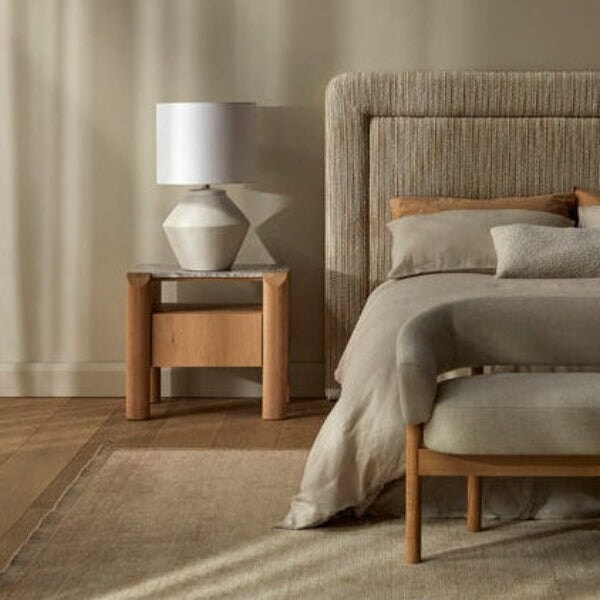 Bedside Tables Willa Marble Bedside - Grey Marble - Satin Oak