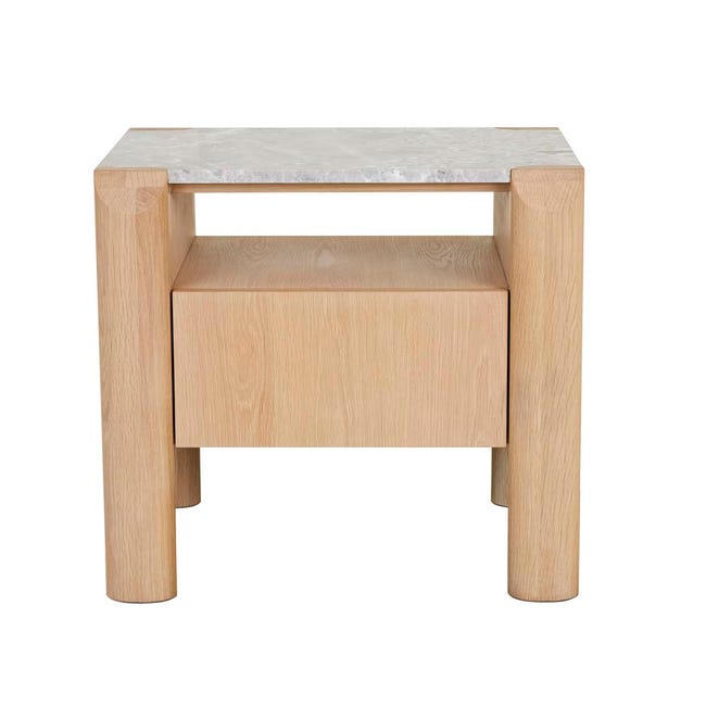 Bedside Tables Willa Marble Bedside - Grey Marble - Satin Oak