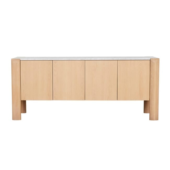 Buffets Willa Marble Buffet - White Calacatta Marble - Satin Oak