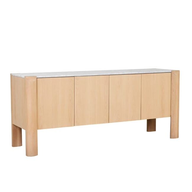 Buffets Willa Marble Buffet - White Calacatta Marble - Satin Oak