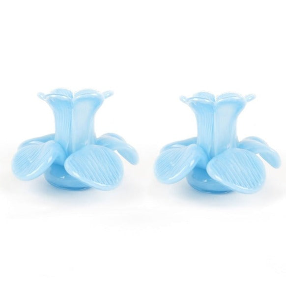 Candle Holders Flower Top Blue Candle Holder Set Of 2