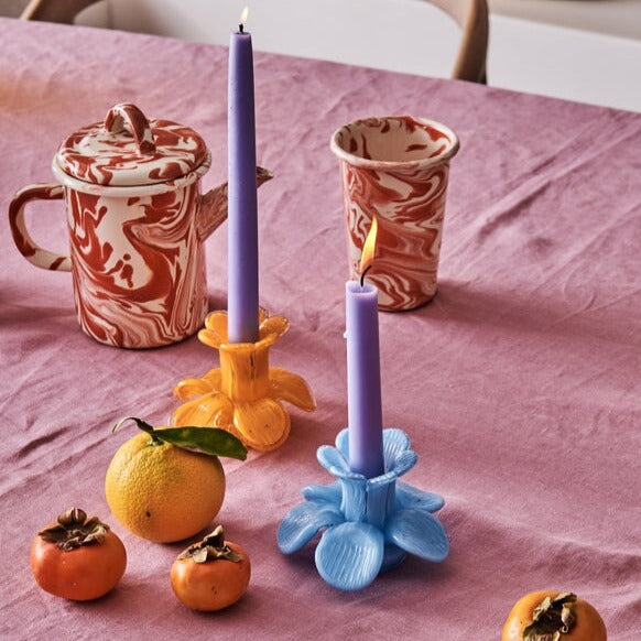 Candle Holders Flower Top Saffron Candle Holder Set Of 2