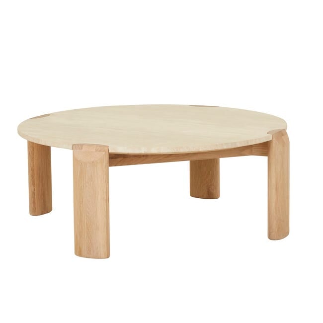 Coffee Tables Natural Travertine - Light Oak Willa Marble Coffee Table