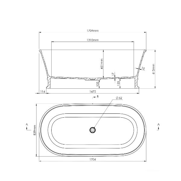 Freestanding Baths Claremont 170 x 84 MagnaCast Free Standing Bath – Matte White