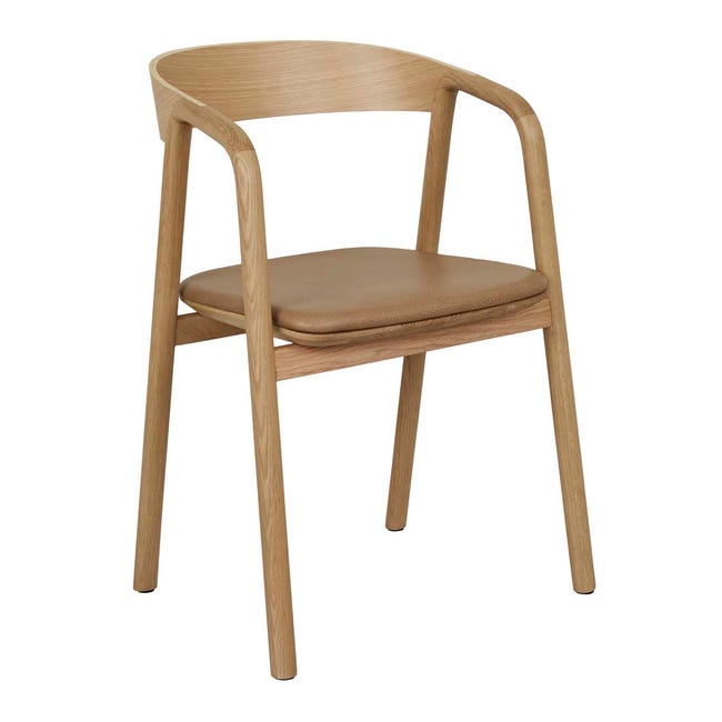 Kitchen & Dining Room Chairs Pecan Leather - Light Oak Tolv Inlay Upholstered Dining Armchair