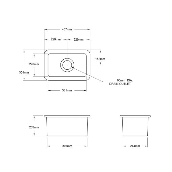 Kitchen Sinks Turner Hastings Cuisine 30 x 46 Fireclay Single Sink - White