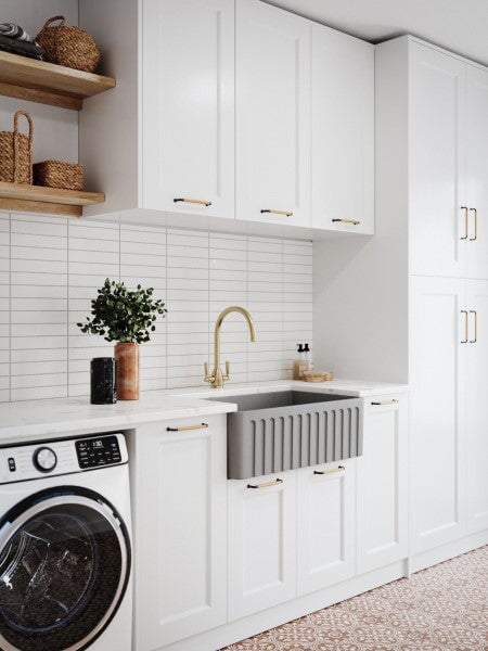 Kitchen Sinks Turner Hastings Novi 76 x 46 Fireclay Single Butler Sink - Concrete Look