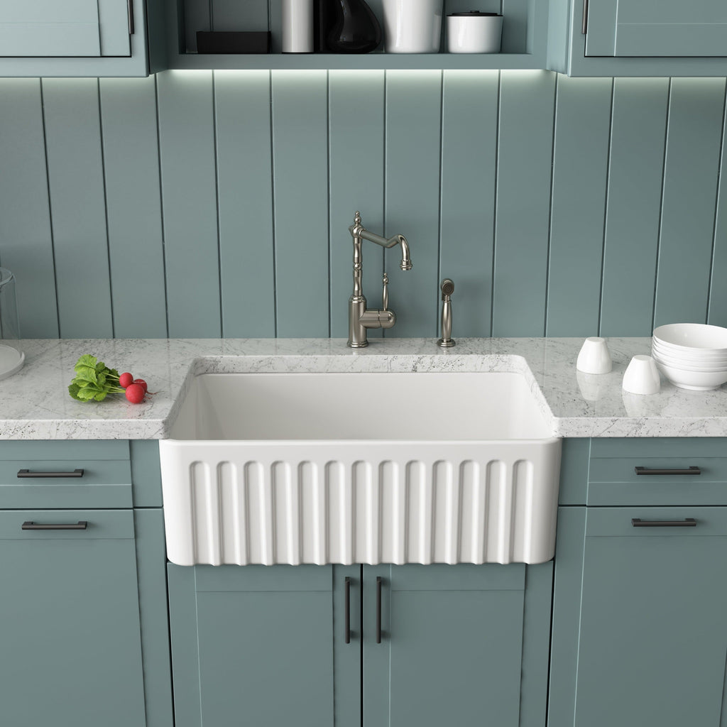 Kitchen Sinks Turner Hastings Novi 76 x 46 Fireclay Single Butler Sink - White
