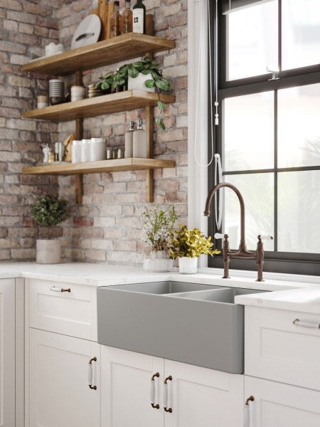 Kitchen Sinks Turner Hastings Novi 85 x 46 Fine Fireclay Butler Sink - Concrete Look
