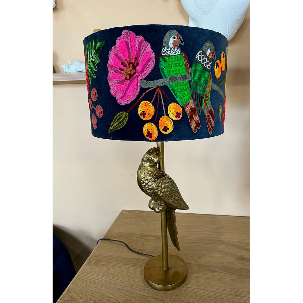 Lamp Shades Drum Lampshade Parrots Midnight Blue