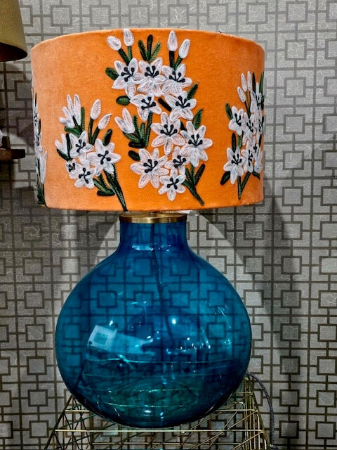 Lamp Shades Drum Shade - English Garden - Orange / White
