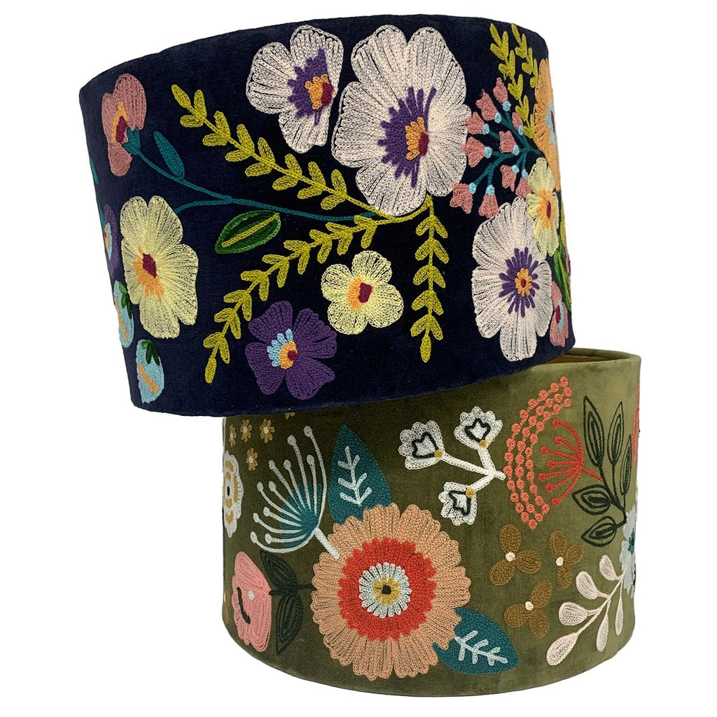 Lamp Shades Drum Shade - Summer Florals - Olive