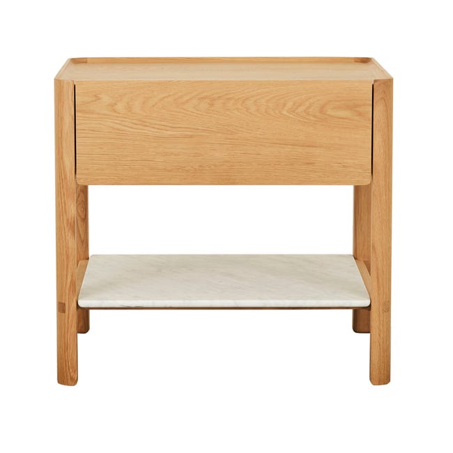 Nightstands Light Oak/White Marble / W60xD45xH55cm Tolv Tye Marble Bedside