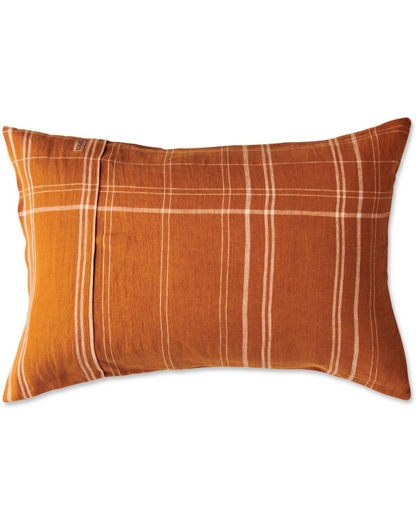 Pillowcases & Shams Santa Monica Pecan Tartan Linen Pillowcases Set Of 2 Standard