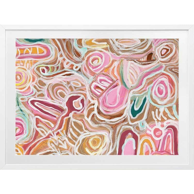 Posters, Prints, & Visual Artwork 55x70cm / Landscape-Mat Board / White Frame Message Sticks Pink Framed Art Print