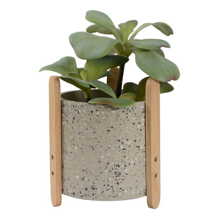 Pots & Planters Terrazzo Pot With Stand Light Grey 19x23cm